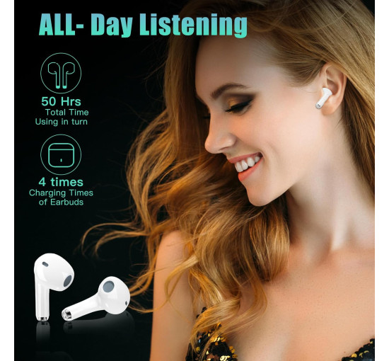 Бездротові Bluetooth-навушники DIAIDIAI A6, Hi-Fi стереонавушники з 4 мікрофонами, сенсорне керування, водонепроникні IPX7, сумісні зі смартфоном, чорні (0035)