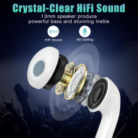 Беспроводные Bluetooth-наушники DIAIDIAI A6, Hi-Fi стереонаушники с 4 микрофонами, сенсорное управление, водонепроницаемые IPX7, совместимые со смартфоном, черные (0035)