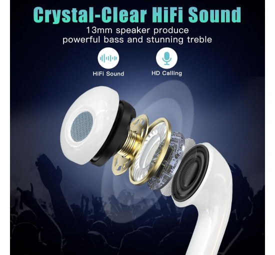 Бездротові Bluetooth-навушники DIAIDIAI A6, Hi-Fi стереонавушники з 4 мікрофонами, сенсорне керування, водонепроникні IPX7, сумісні зі смартфоном, чорні (0035)