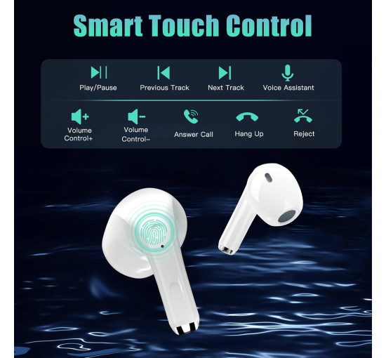 Бездротові Bluetooth-навушники DIAIDIAI A6, Hi-Fi стереонавушники з 4 мікрофонами, сенсорне керування, водонепроникні IPX7, сумісні зі смартфоном, чорні (0035)