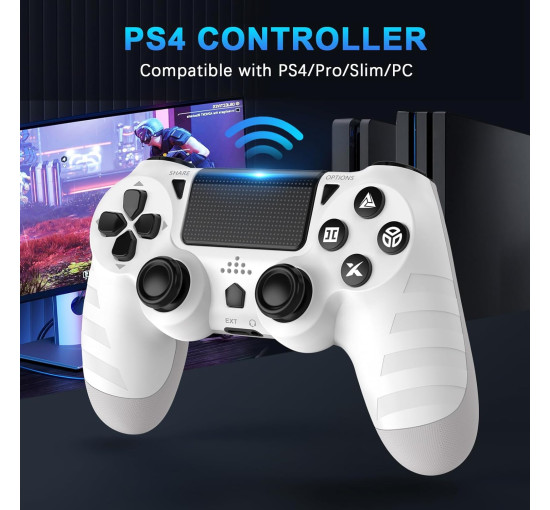Бездротові контролери DYONDER для PS4/Pro/Slim та ПК, білий (3197)
