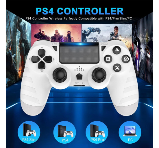Бездротові контролери DYONDER для PS4/Pro/Slim та ПК, білий (3197)
