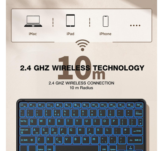 Бездротова клавіатура CACOE K08BT для iPad/Samsung/Lenovo/Windows/iPad Pro/iPad mini, чорний (2167)