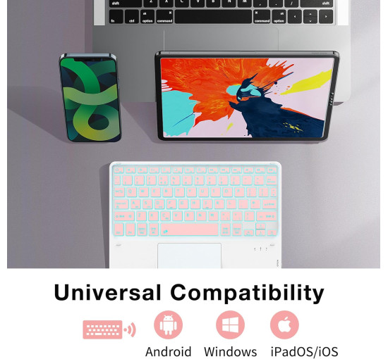 Бездротова клавіатура CACOE K08BT для iPad/Samsung/Lenovo/Windows/iPad Pro/iPad mini, рожевий (2166)