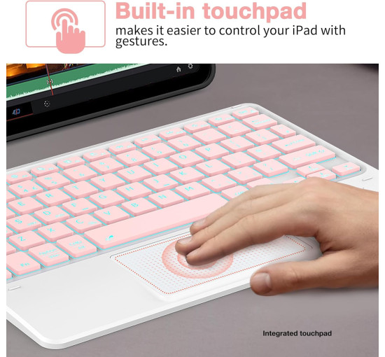 Бездротова клавіатура CACOE K08BT для iPad/Samsung/Lenovo/Windows/iPad Pro/iPad mini, рожевий (2166)