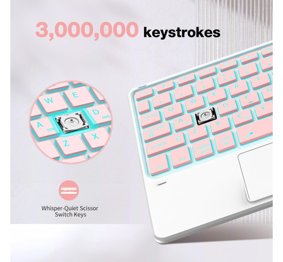 Бездротова клавіатура CACOE K08BT для iPad/Samsung/Lenovo/Windows/iPad Pro/iPad mini, рожевий (2166)