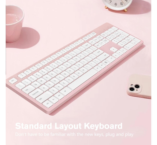 Бездротова клавіатура LeadsaiL K786-KB, рожева (4172)