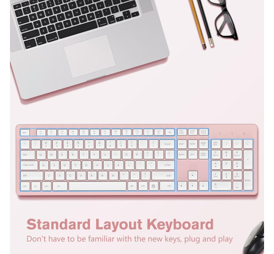 Бездротова клавіатура LeadsaiL K786-KB, рожева (4172)