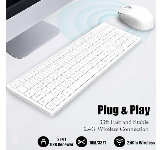 Бездротова клавіатура та миша LeadsaiL K786, білий (4174)