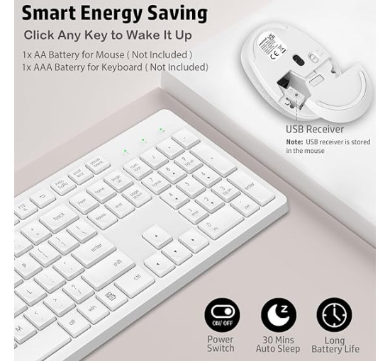 Бездротова клавіатура та миша LeadsaiL K786, білий (4174)