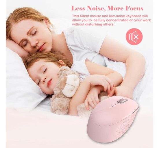 Бездротова клавіатура та миша LeadsaiL K786-PINK, рожевий (4175)