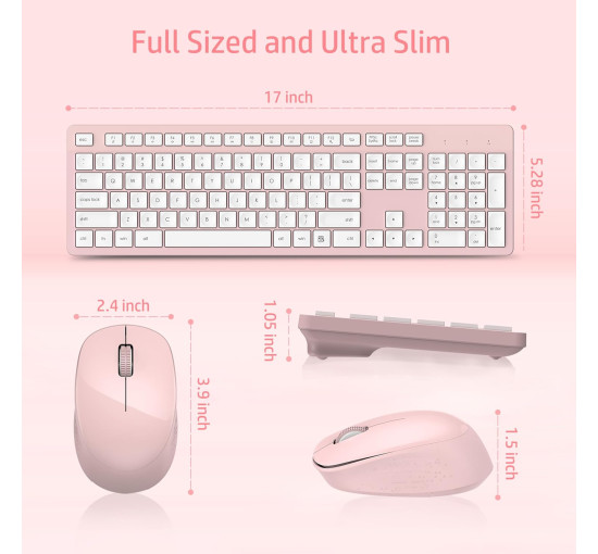 Бездротова клавіатура та миша LeadsaiL K786-PINK, рожевий (4175)