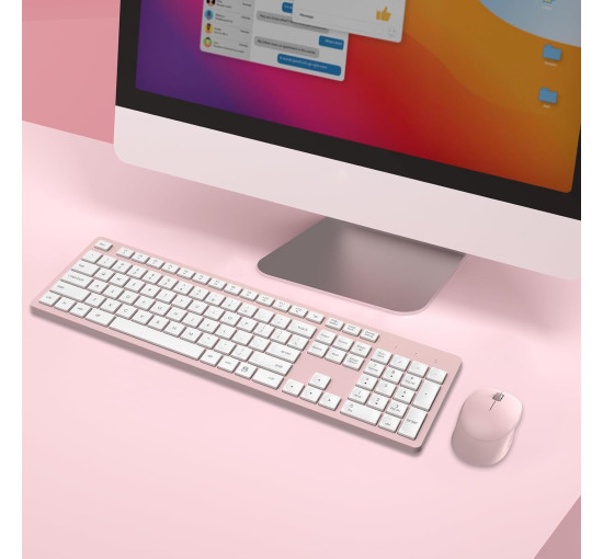 Бездротова клавіатура та миша LeadsaiL K786-PINK, рожевий (4175)