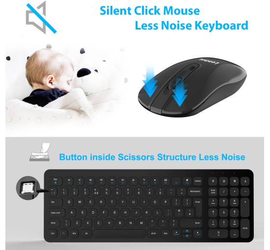 Бездротова клавіатура та миша LeadsaiL KF02UK-BLACK, чорний (4183)