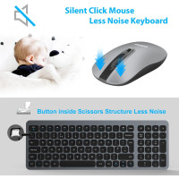 Бездротова клавіатура та миша LeadsaiL KF02UK-GREY, сірий (4184)