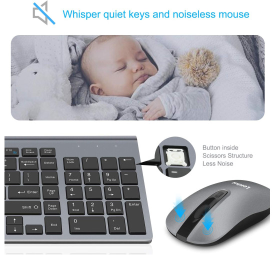 Бездротова клавіатура та миша LeadsaiL LX-008, сірий (4178)