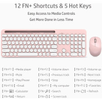 Бездротова клавіатура та миша LeadsaiL LX-008 з тримачем для телефону та планшета, 2,4 ГГц, рожевий (4168)