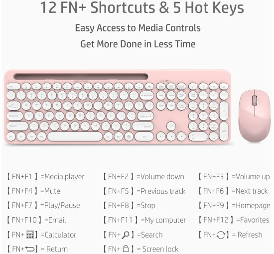Бездротова клавіатура та миша LeadsaiL LX-008 з тримачем для телефону та планшета, 2,4 ГГц, рожевий (4168)