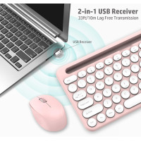 Бездротова клавіатура та миша LeadsaiL LX-008 з тримачем для телефону та планшета, 2,4 ГГц, рожевий (4168)