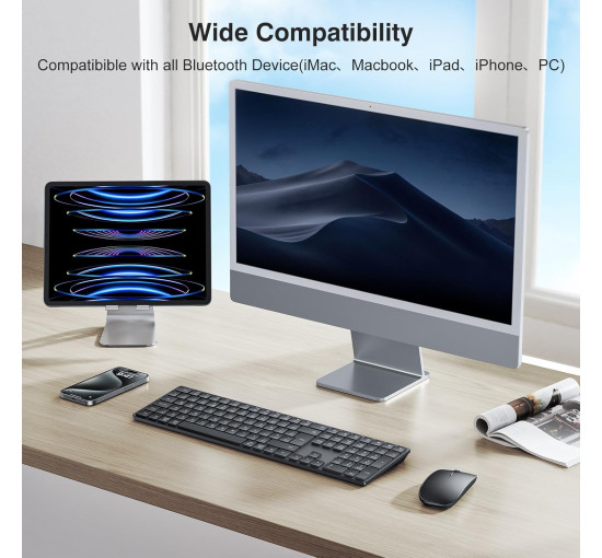 Бездротова клавіатура TECURS KB096, 2.4G-USB, чорна (2118)