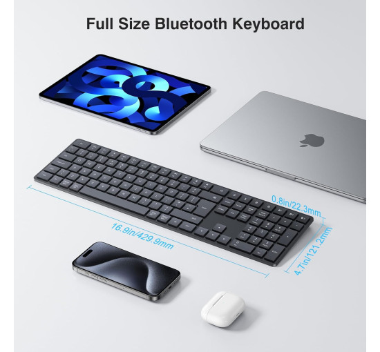 Бездротова клавіатура TECURS KB096, 2.4G-USB, чорна (2118)