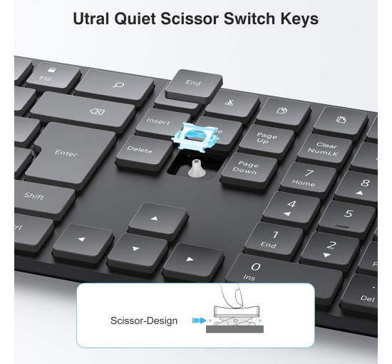 Бездротова клавіатура TECURS KB096, 2.4G-USB, чорна (2118)