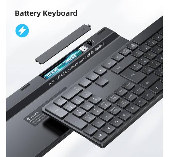 Бездротова клавіатура TECURS KB096, 2.4G-USB, чорна (2118)