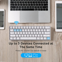 Бездротова, компактна ігрова клавіатура RK ROYAL KLUDGE RK61 з потрійним режимом, біла (4108)