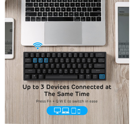 Бездротова механічна клавіатура RK ROYAL KLUDGE RK61 з потрійним режимом, чорна (4106)