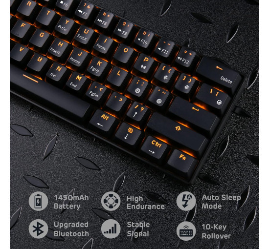 Бездротова механічна клавіатура RK ROYAL KLUDGE RK61 з потрійним режимом, чорна (4106)