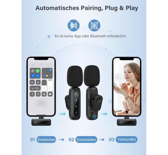 Беспроводной петличный микрофон WARM BOX J3, для iPhone, iPad, черный (4180)