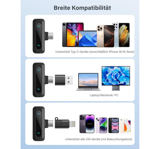 Беспроводной петличный микрофон WARM BOX J3, для iPhone, iPad, черный (4180)