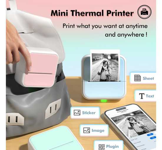 Bisofice Міні-принтер S1 для наклейок, термічний, зелений (4190)