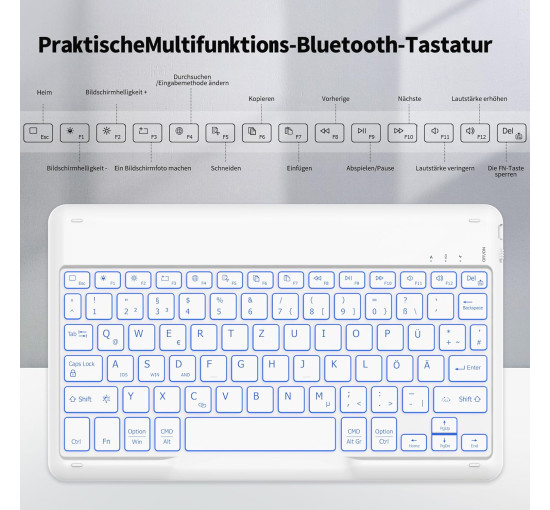 Bluetooth-клавіатура EasyAcc ‎K02, сумісна з iPad Air/iPad Pro/iPad, яскраво-біла (3040)