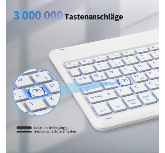 Bluetooth-клавіатура EasyAcc ‎K02, сумісна з iPad Air/iPad Pro/iPad, яскраво-біла (3040)