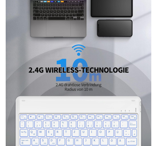 Bluetooth-клавіатура EasyAcc ‎K02, сумісна з iPad Air/iPad Pro/iPad, яскраво-біла (3040)