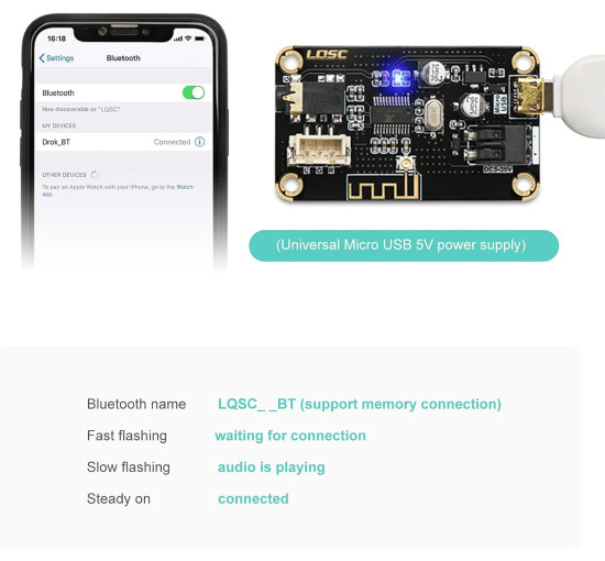 Bluetooth-приймач RUIZHI Модуль плати DC 5V-35V Декодер Аудіо Стерео, Чіп для DIY Навушники (0184)