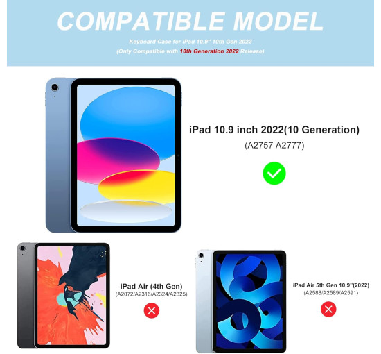 Чохол Besky з клавіатурою для iPad, з тримачем для олівців, синій (2121)