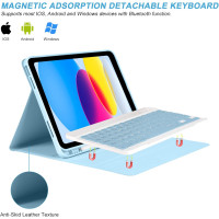 Чехол Besky с клавиатурой для iPad, с держателем для карандашей, синий (2121)