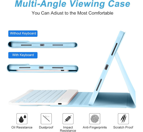 Чохол Besky з клавіатурою для iPad, з тримачем для олівців, синій (2121)