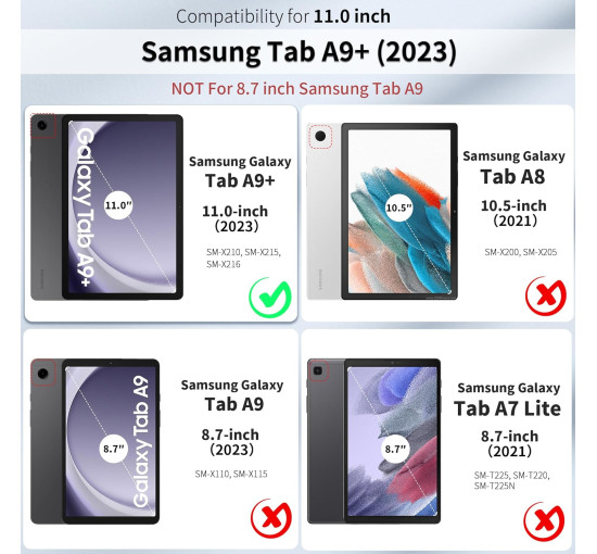 Чохол CACOE для планшета Samsung Galaxy A9+ Plus із захисною плівкою для екрана 11 дюймів, лавандово-фіолетовий (2179)