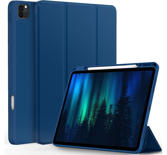 Чохол EasyAcc 01PGIPP13UN, сумісний з iPad Pro 12,9 дюймів 6-го/5-го/4-го/3-го покоління, з ТПУ та підставкою - синій (2040)