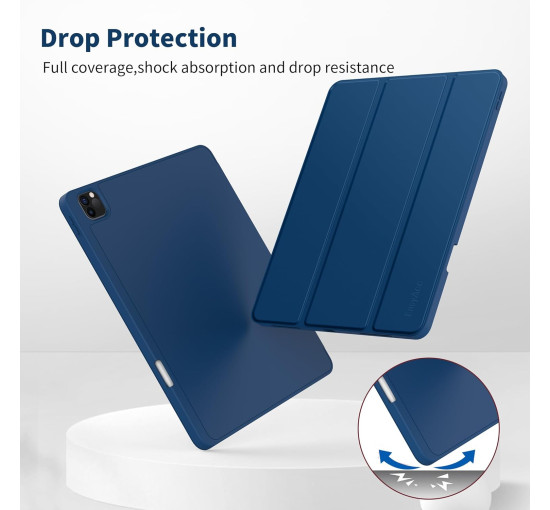 Чохол EasyAcc 01PGIPP13UN, сумісний з iPad Pro 12,9 дюймів 6-го/5-го/4-го/3-го покоління, з ТПУ та підставкою - синій (2040)