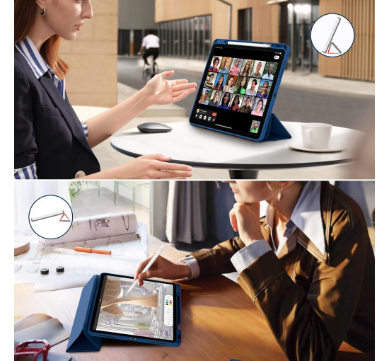 Чохол EasyAcc 01PGIPP13UN, сумісний з iPad Pro 12,9 дюймів 6-го/5-го/4-го/3-го покоління, з ТПУ та підставкою - синій (2040)