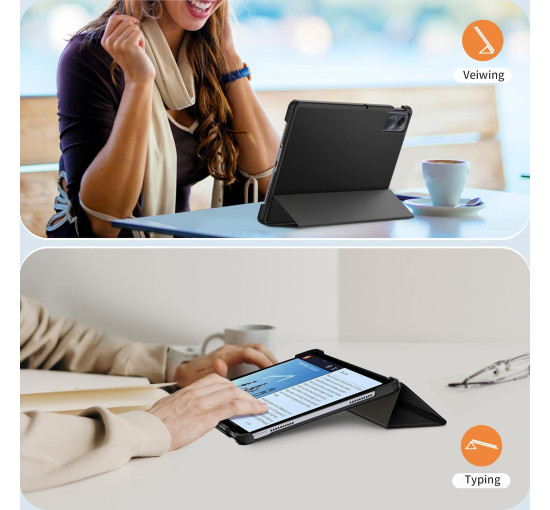 Чохол EasyAcc 01XMRMPADSE, сумісний з планшетом Xiaomi Redmi Pad SE 2023 11 дюймів, захисний чохол із тонкою підставкою, чорний (2054)