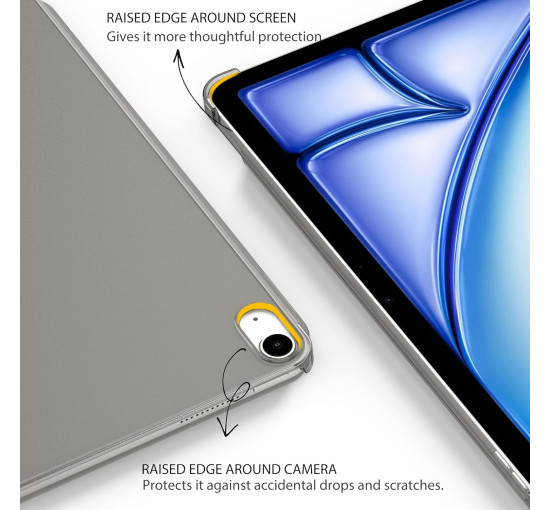 Чохол EasyAcc для iPad Air 13 дюймів M3 2025 / M2 2024, ультратонкий легкий напівпрозорий матовий тильний екран - чорний (2058)