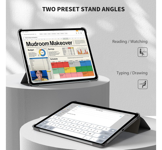 Чохол EasyAcc для iPad Air 13 дюймів M3 2025 / M2 2024, ультратонкий легкий напівпрозорий матовий тильний екран - чорний (2058)