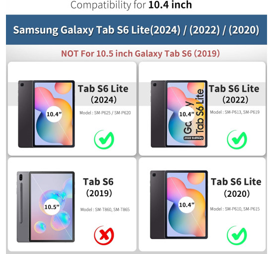 Чохол EasyAcc для Samsung Galaxy Tab S6 Lite 2024 2022 2020 10.4 дюймів із захисною плівкою для екрану – ультратонкий, синій (2056)