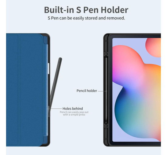 Чохол EasyAcc для Samsung Galaxy Tab S6 Lite 2024 2022 2020 10.4 дюймів із захисною плівкою для екрану – ультратонкий, синій (2056)
