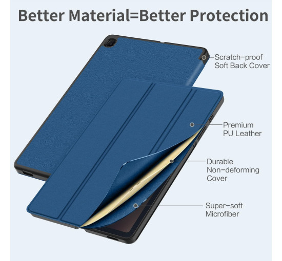 Чохол EasyAcc для Samsung Galaxy Tab S6 Lite 2024 2022 2020 10.4 дюймів із захисною плівкою для екрану – ультратонкий, синій (2056)